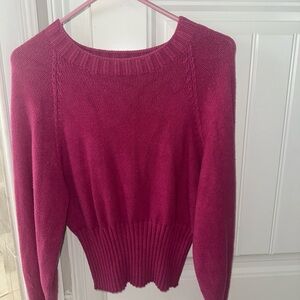 Elegant Fuchsia Crew Neck Sweater